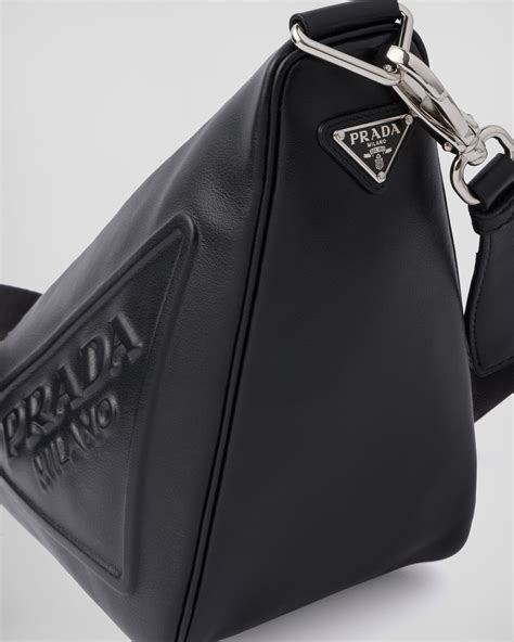 prada black triangle|prada triangle leather shoulder bag.